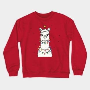 Llama with Christmas Lights T-Shirt Crewneck Sweatshirt